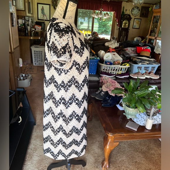 Talbots Chevron-herringbone Graphic Ivory Casual Dress size 8. - Picture 11 of 16
